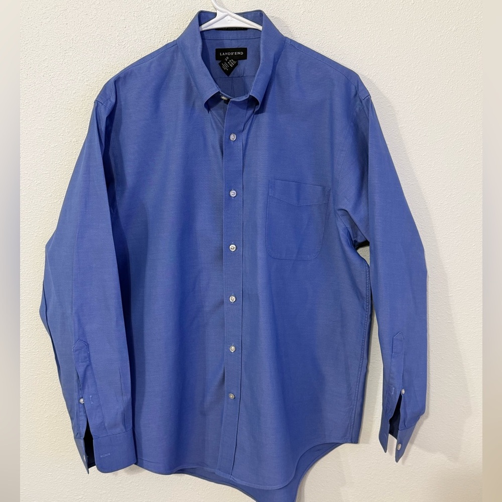 Men’s Lands' End Blue Button Down Dress Shirt